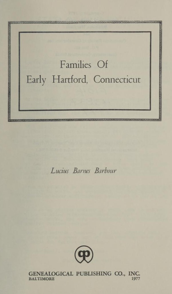 Families of Early Hartford Connecticut