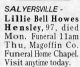 Lillie Bell Howes Hensley Death Notice Lexington Herald Leader Wed Sep 16 2009